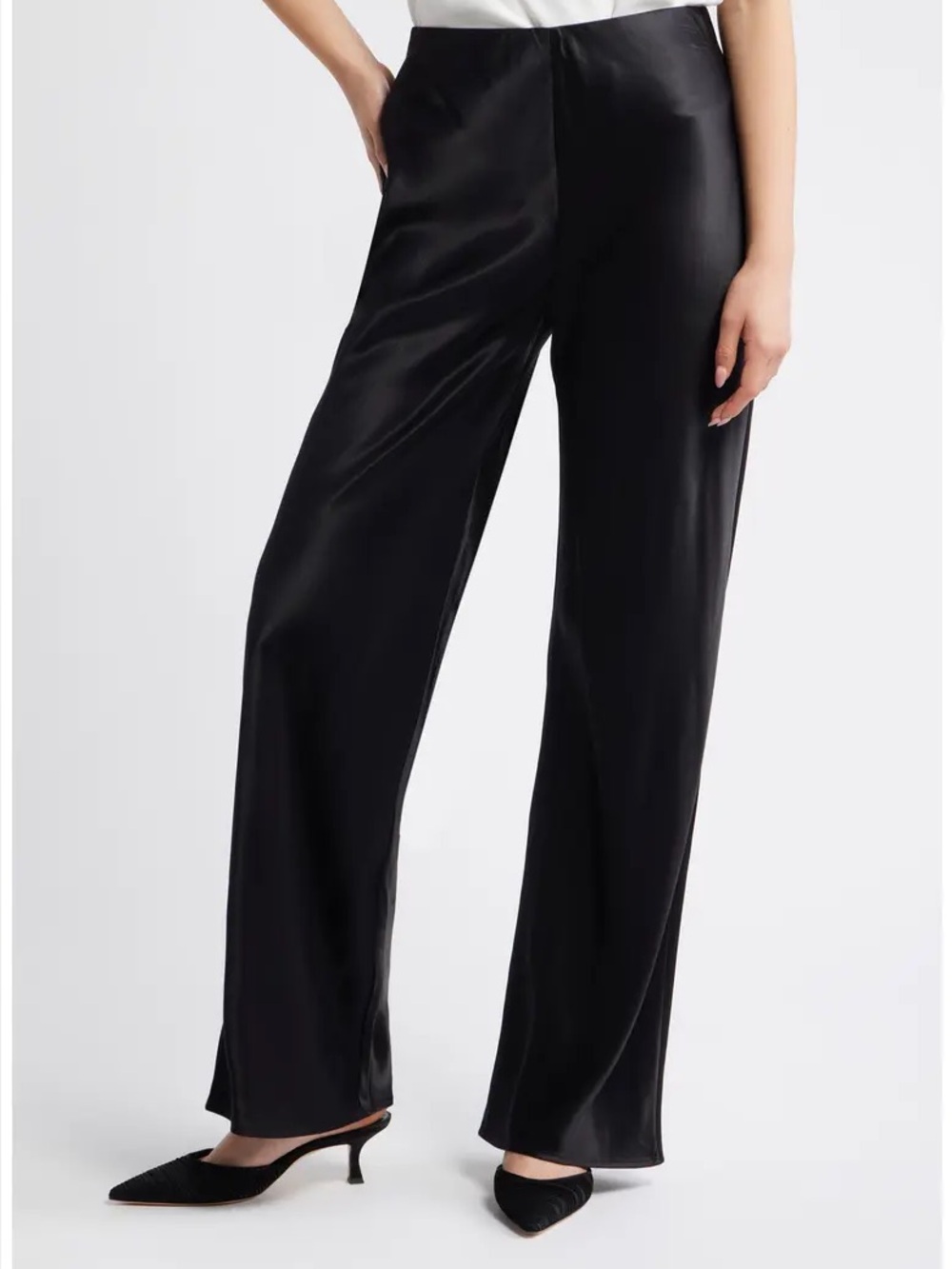 Like New Kal Rieman Satin Straight Leg Pants Trousers Slacks Black Size 12